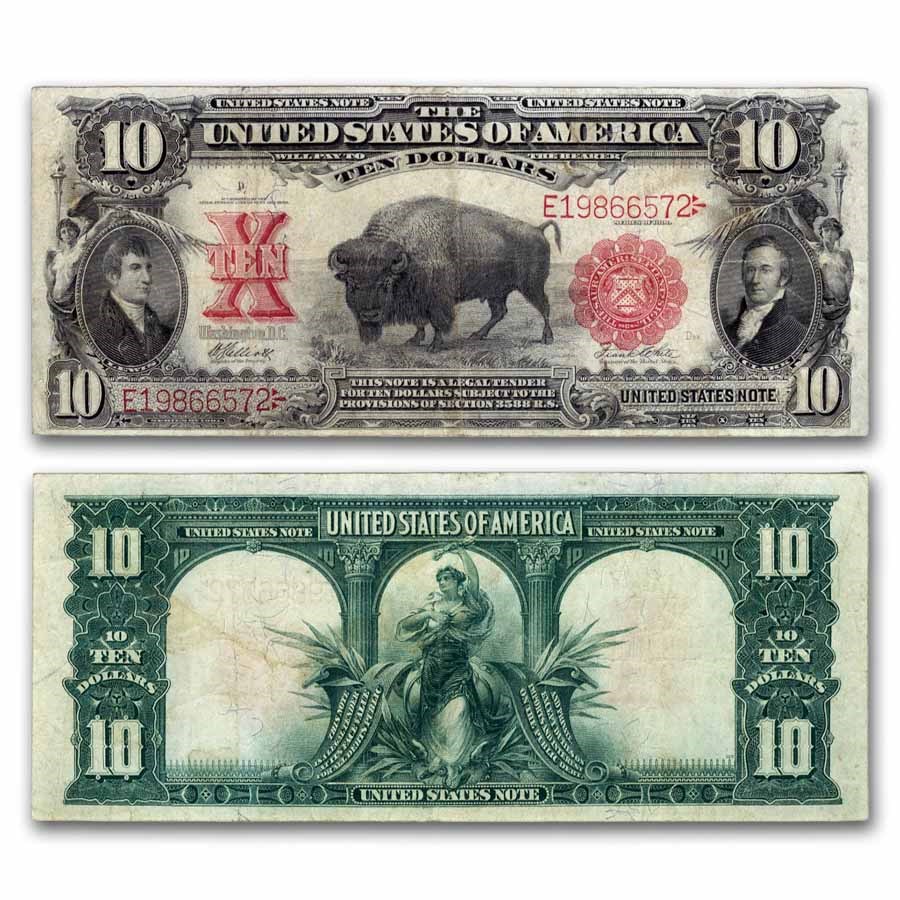 1901 $10 U.S. Note Lewis & Clark/Bison VF+ (Fr#121)