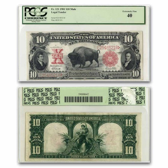 1901 $10 U.S. Note Lewis & Clark/Bison XF-40 PCGS (Fr#121m) 1901 $10 U.S. Note Lewis & Clark/Bison XF-40 PCGS (Fr#121m)
