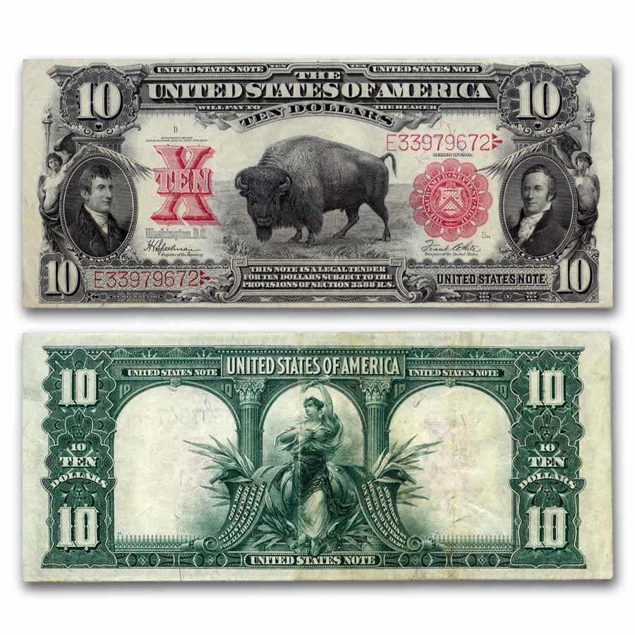 1901 $10 U.S. Note Lewis & Clark/Bison XF (Fr#122)