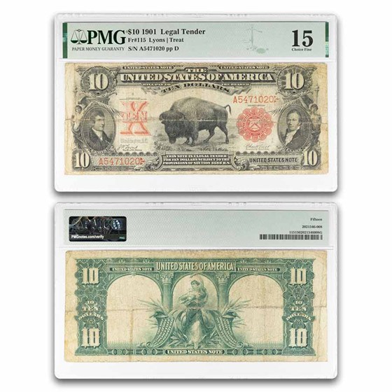 Buy 1901 $10 U.S. Note Bison F-15 PMG (Fr#115) | APMEX
