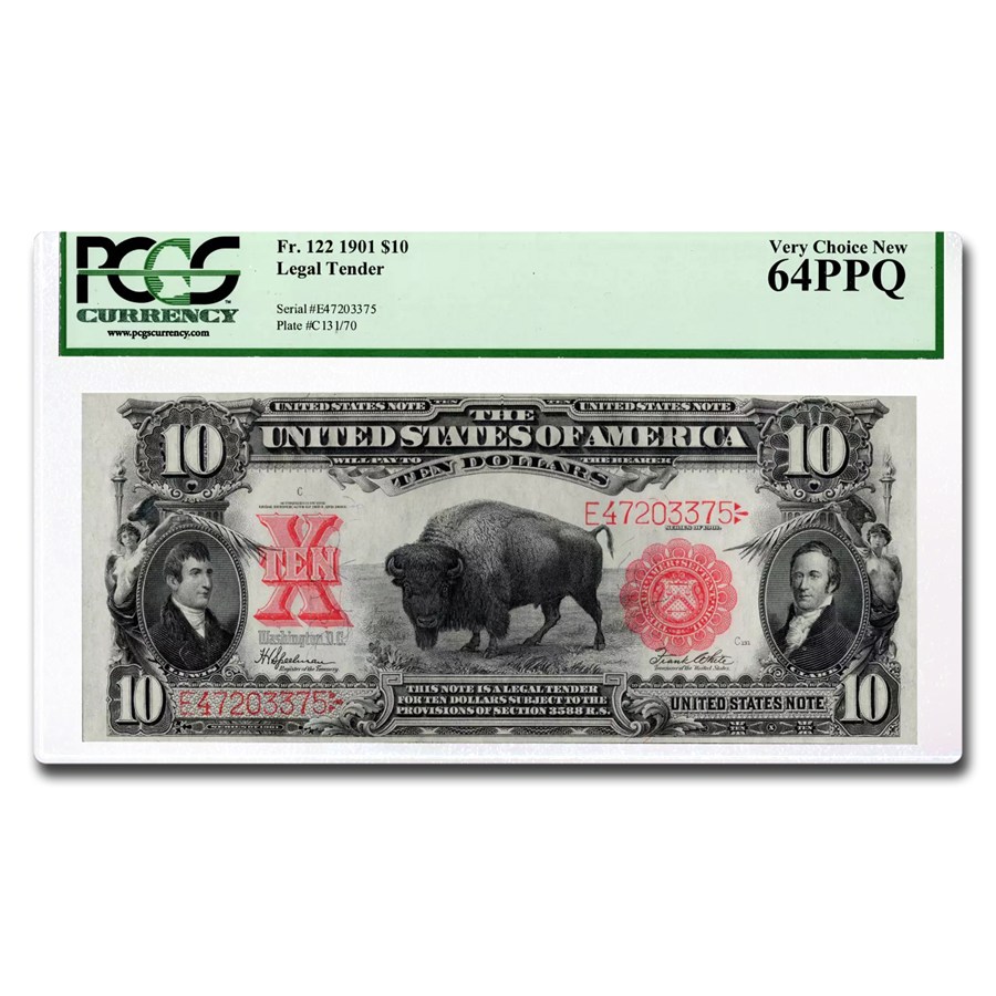 1901 $10 US Note Lewis & Clark/Bison Gem CU-64 PPQ PCGS (Fr#122)