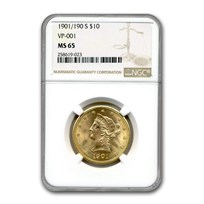 1901/190-S $10 Liberty Gold Eagle MS-65 NGC (VP-001)