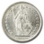 1901-1967 Switzerland Silver 2 Francs Avg Circ
