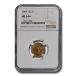 1901 $2.50 Liberty Gold Quarter Eagle MS-64+ NGC
