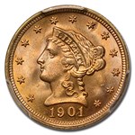 1901 $2.50 Liberty Gold Quarter Eagle MS-66+ PCGS
