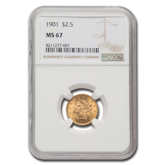 1901 $2.50 Liberty Gold Quarter Eagle MS-67 NGC