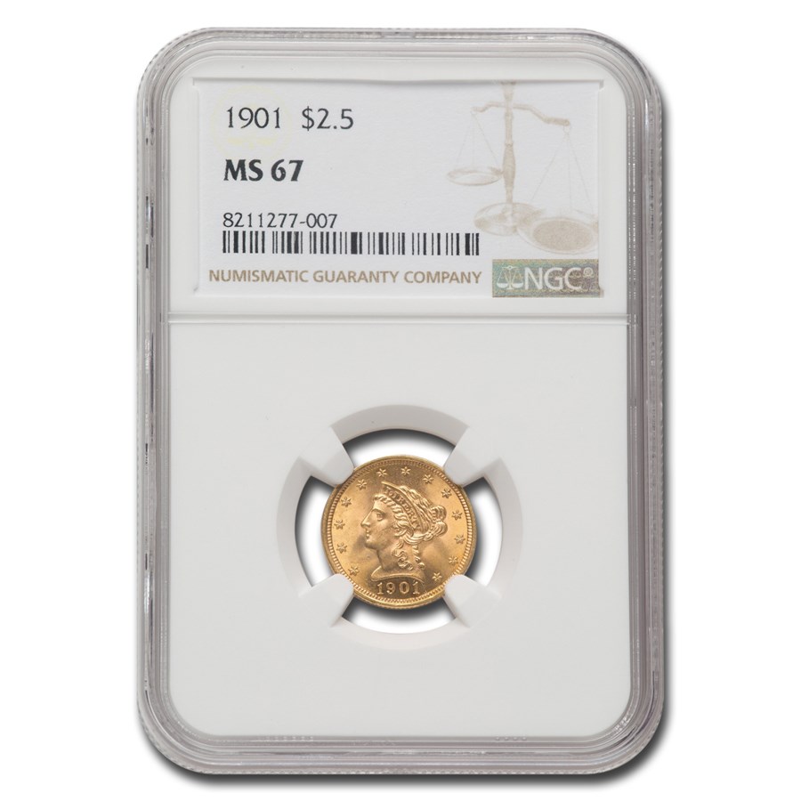 1901 $2.50 Liberty Gold Quarter Eagle MS-67 NGC