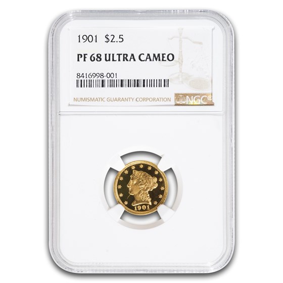 1901 $2.50 Liberty Gold Quarter Eagle PF-68 UCAM NGC