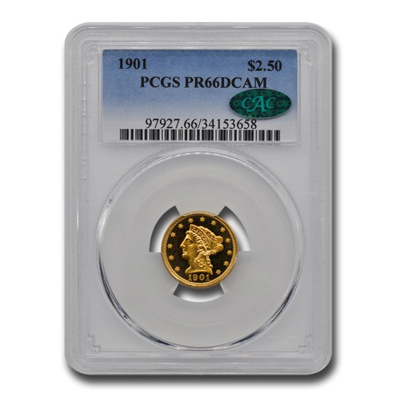 1901 $2.50 Liberty Gold Quarter Eagle PR-66 DCAM PCGS CAC 1901 $2.50 Liberty Gold Quarter Eagle PR-66 DCAM PCGS CAC