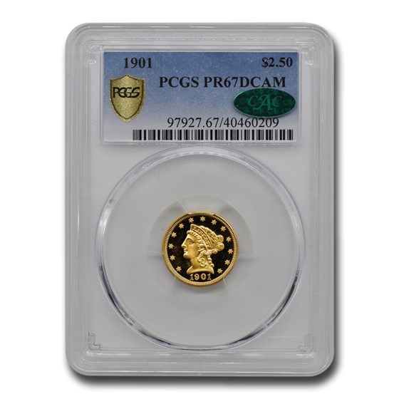 1901 $2.50 Liberty Gold Quarter Eagle PR-67 DCAM PCGS CAC 1901 $2.50 Liberty Gold Quarter Eagle PR-67 DCAM PCGS CAC