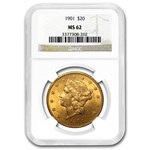 1901 $20 Liberty Gold Double Eagle MS-62 NGC