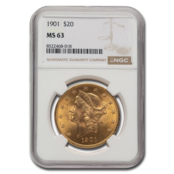 1901 $20 Liberty Gold Double Eagle MS-63 NGC 1901 $20 Liberty Gold Double Eagle MS-63 NGC