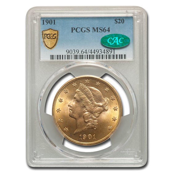 1901 $20 Liberty Gold Double Eagle MS-64 PCGS CAC
