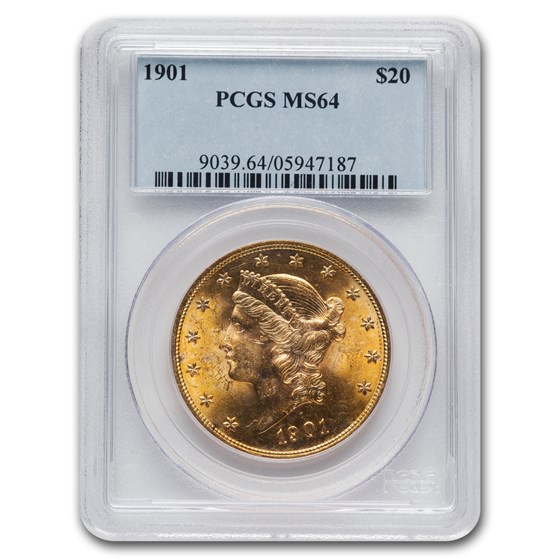 1901 $20 Liberty Gold Double Eagle MS-64 PCGS