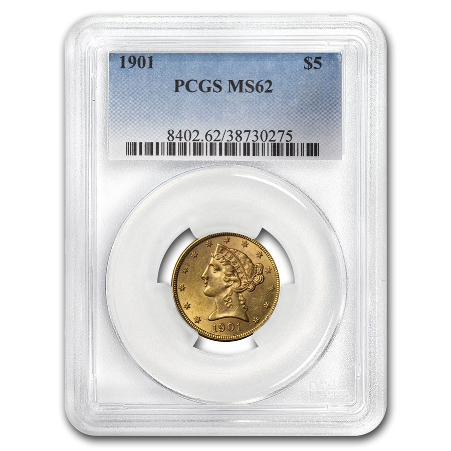 1901 $5 Liberty Gold Half Eagle MS-62 PCGS