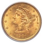 1901 $5 Liberty Gold Half Eagle MS-65 PCGS