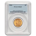 1901 $5 Liberty Gold Half Eagle MS-65 PCGS