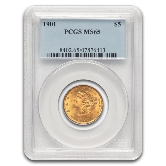 1901 $5 Liberty Gold Half Eagle MS-65 PCGS