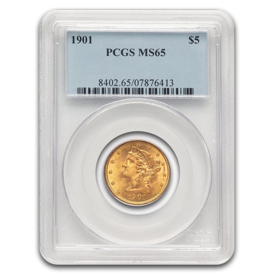 1901 $5 Liberty Gold Half Eagle MS-65 PCGS