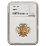 1901 $5 Liberty Gold Half Eagle MS-66 NGC