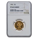 1901 $5 Liberty Gold Half Eagle PF-64 Cameo NGC