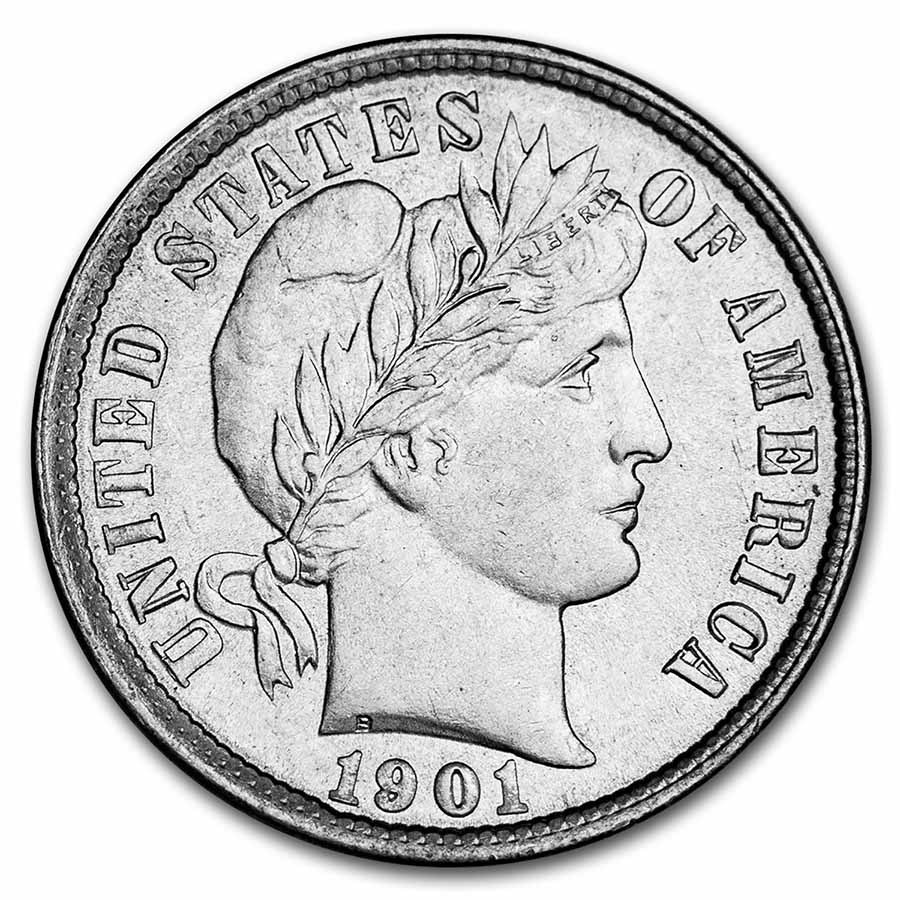 1901 Barber Dime BU