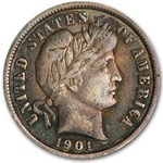 1901 Barber Dime Fine