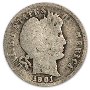 1901 Barber Dime Good/VG