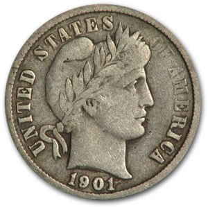 1901 Barber Dime VF 1901 Barber Dime VF