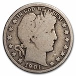 1901 Barber Half Dollar 20-Coin Roll Avg Circ
