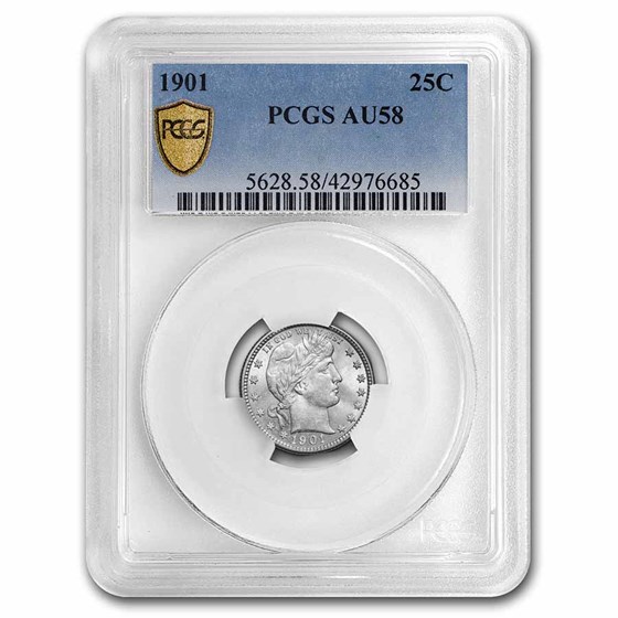 1901 Barber Quarter AU-58 PCGS 1901 Barber Quarter AU-58 PCGS