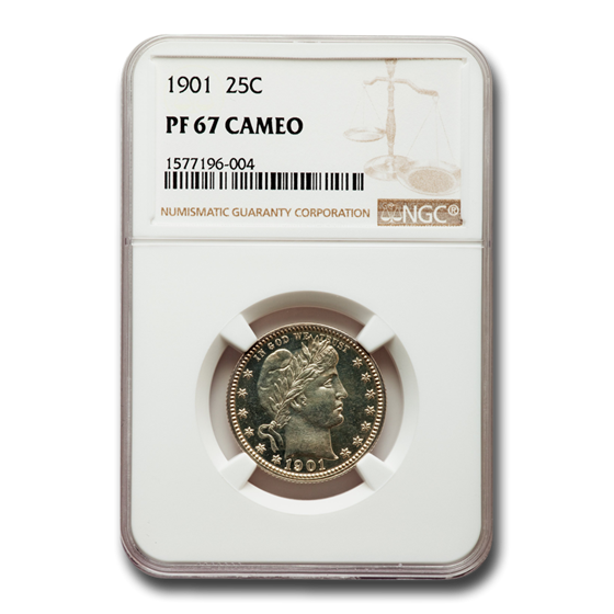1901 Barber Quarter PF-67 Cameo NGC 1901 Barber Quarter PF-67 Cameo NGC