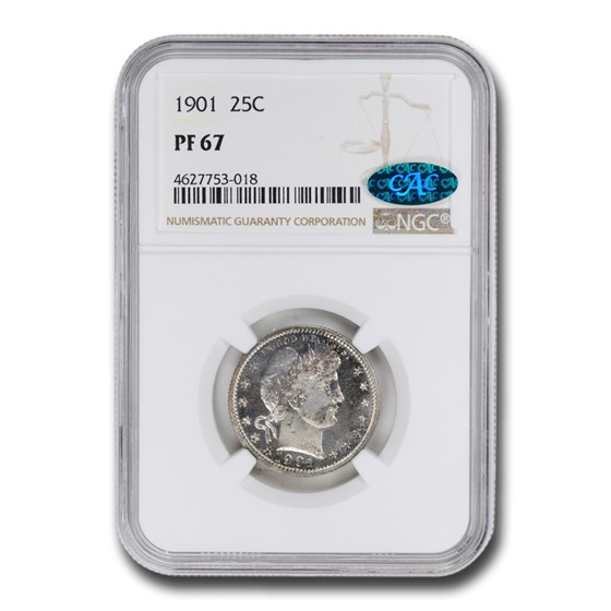 1901 Barber Quarter PF-67 NGC CAC 1901 Barber Quarter PF-67 NGC CAC