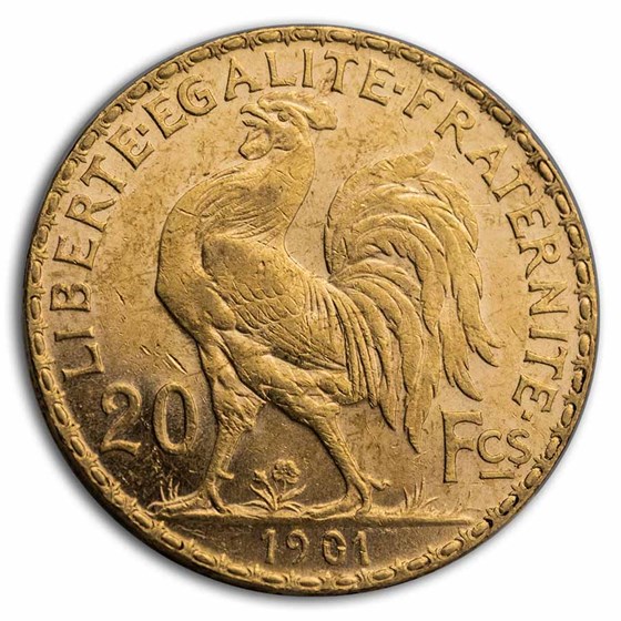 1901 France Gold 20 Francs Rooster AU 1901 France Gold 20 Francs Rooster AU