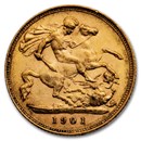 1901 Great Britain Gold Half-Sovereign Victoria Veil AU