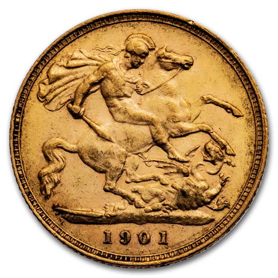 1901 Great Britain Gold Half-Sovereign Victoria Veil AU 1901 Great Britain Gold Half-Sovereign Victoria Veil AU