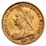 1901 Great Britain Gold Half-Sovereign Victoria Veil AU