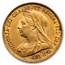 1901 Great Britain Gold Half-Sovereign Victoria Veil BU