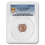 1901 India 1/12 Anna MS-64 PCGS (Brown)