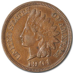 1901 Indian Head Cent AU 1901 Indian Head Cent AU