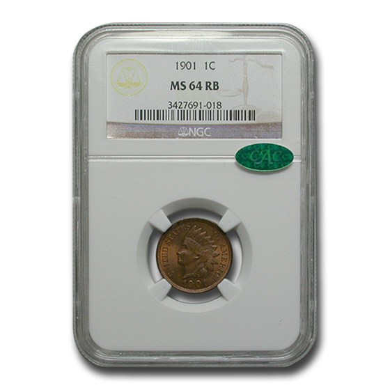 1901 Indian Head Cent MS-64 NGC CAC (Red/Brown) 1901 Indian Head Cent MS-64 NGC CAC (Red/Brown)