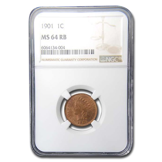 1901 Indian Head Cent MS-64 NGC (Red/Brown)