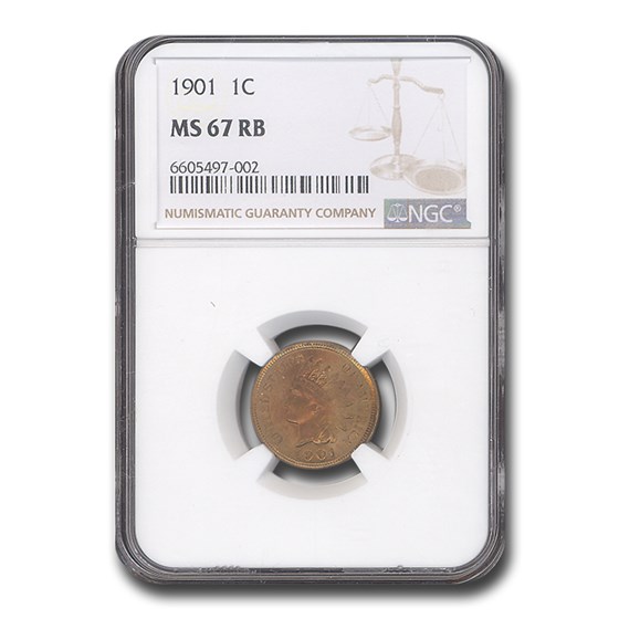 1901 Indian Head Cent MS-67 NGC (Red/Brown)