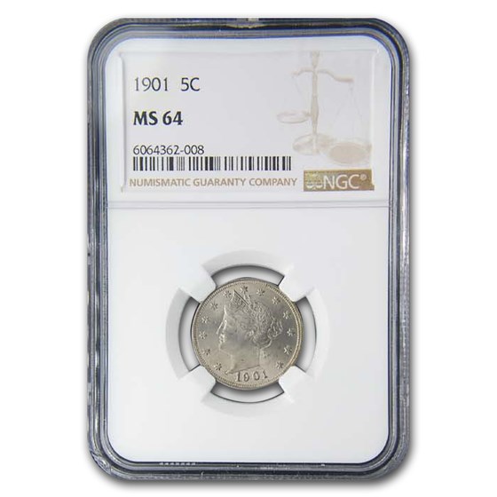 1901 Liberty Head V Nickel MS-64 NGC 1901 Liberty Head V Nickel MS-64 NGC