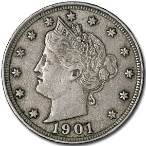 1901 Liberty Head V Nickel XF