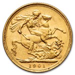 1901-M Australia Gold Sovereign Veil Head Victoria AU
