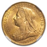1901-P Australia Gold Sovereign Victoria Veil Head MS-61 NGC
