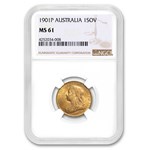 1901-P Australia Gold Sovereign Victoria Veil Head MS-61 NGC