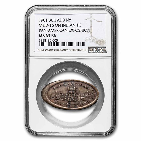 1901 Pan-American Expo. Buffalo NY Pressed Ind. Cent MS-63 (BN) 1901 Pan-American Expo. Buffalo NY Pressed Ind. Cent MS-63 (BN)