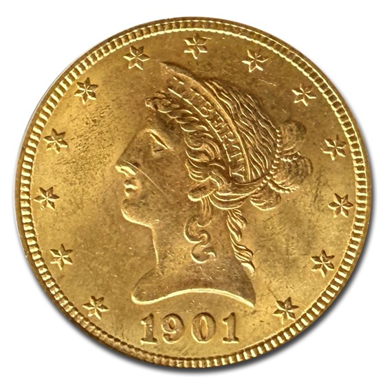 1901-S $10 Liberty Gold Eagle MS-64+ PCGS CAC 1901-S $10 Liberty Gold Eagle MS-64+ PCGS CAC
